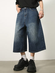 Hearujoy Vintage Oversize Cropped Ripped Baggy Jeans