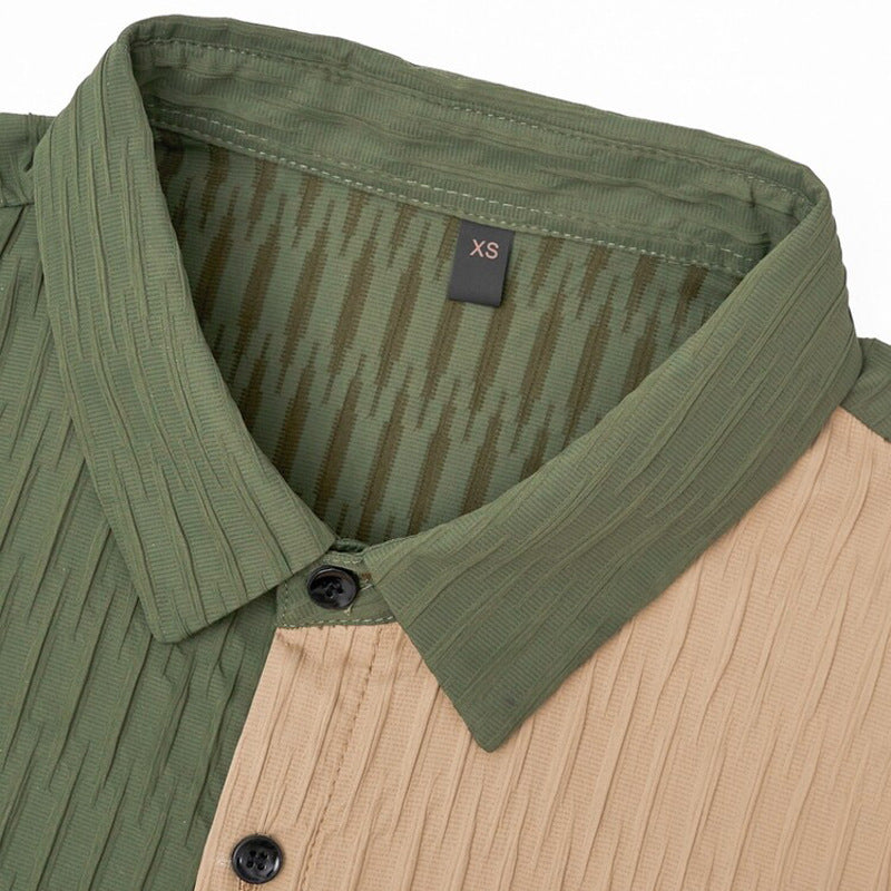 Hearujoy American Vintage Men Patchwork Shirt Pleated Long Sleeved Loose Oversized Top Fall Fashion Casual Cotton Shirts Streetwear