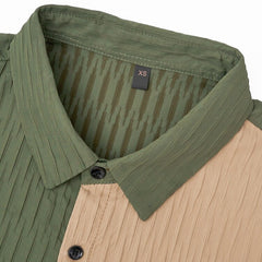 Hearujoy American Vintage Men Patchwork Shirt Pleated Long Sleeved Loose Oversized Top Fall Fashion Casual Cotton Shirts Streetwear