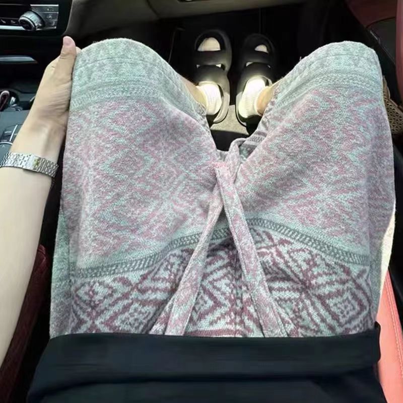 Hearujoy Vintage Ethnic Style knitted Shorts Men Oversized Elastic Waist Drawstring Knee Length Mid Pants Summer Moroccan Casual shorts
