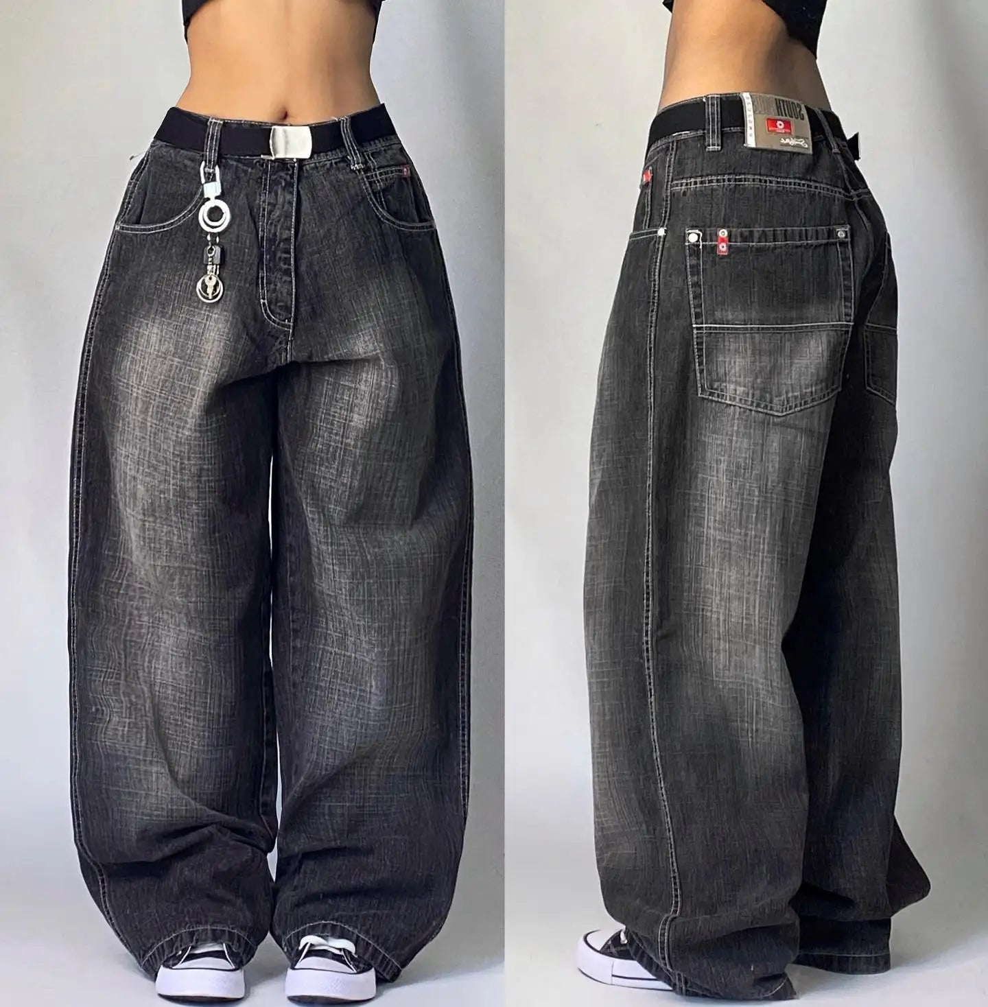 Hearujoy  90s Streetwear American New Printed Washed Baggy Jeans Men Y2K Street Fashion Vintage Harajuku Casual Gothic High Waist Wide Leg Pants Trousers