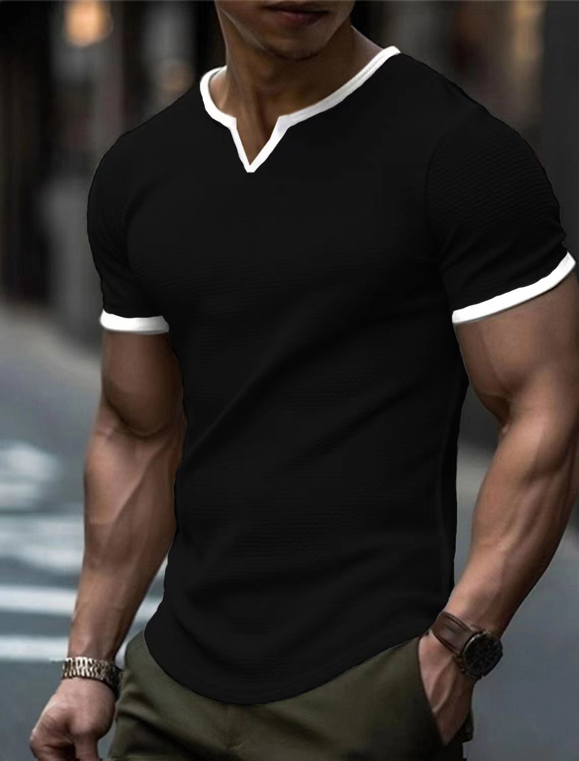 Hearujoy Vintage Loose Short Sleeve T Shirt For Men Summer Patchwork Peach Blossom Bug Casual Tops Solid Color Sports T-Shirts Clothing