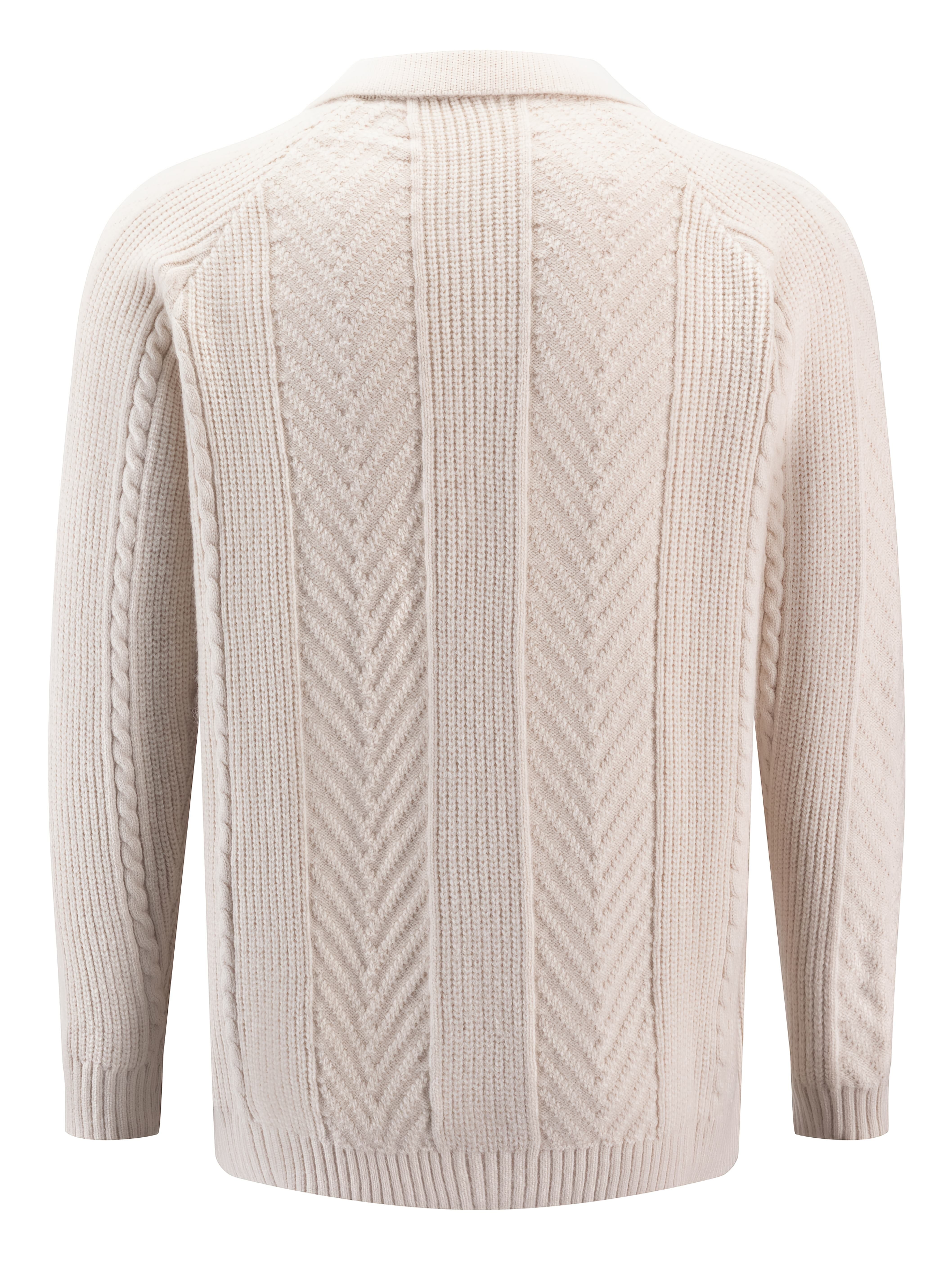 Hearujoy Men's Vintage-Inspired Cable Knit Shirt - Cozy Acrylic Blend, Long Sleeve, Half-Button Placket, Soft & Warm for Spring & Autumn Casual Wear