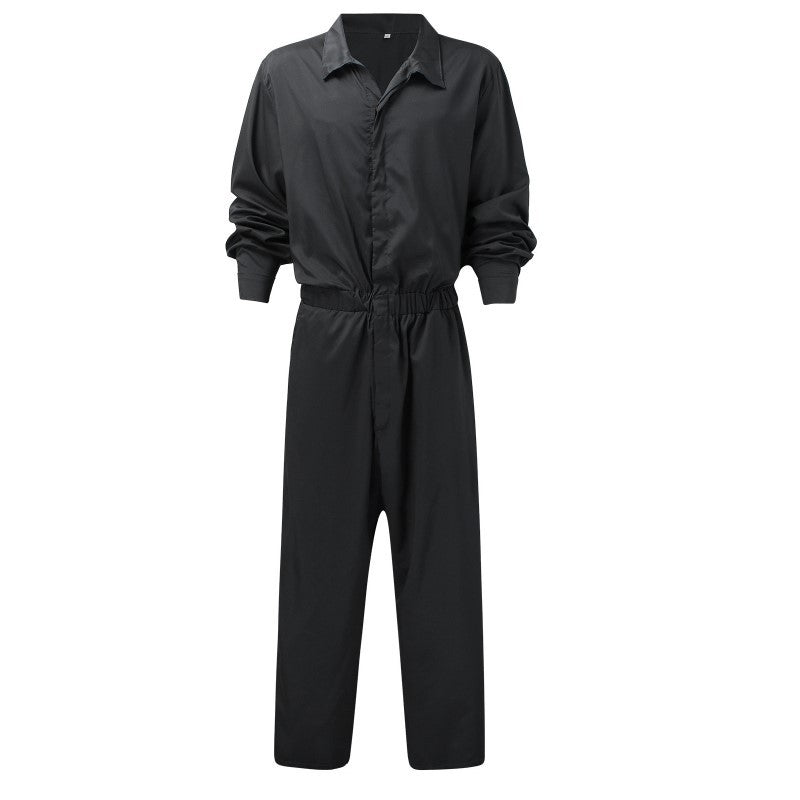 Hearujoy Fashion Men Jumpsuits Solid Color Lapel Long Sleeve Casual Cargo Clothes Overalls Male Rompers Streetwear Girdle Waist Siamese