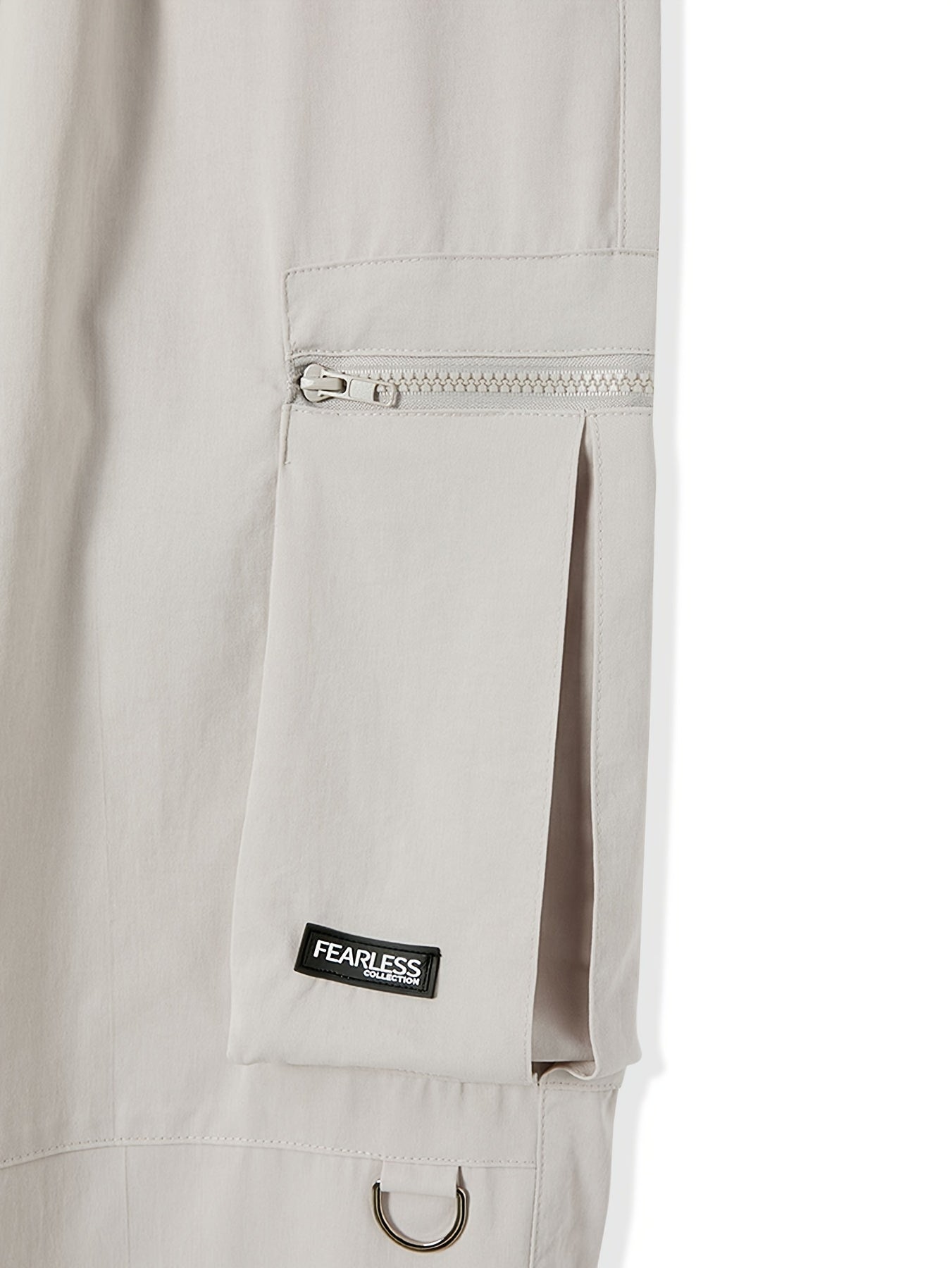 Hearujoy [1pc Men'S Loose-Fit Cargo Pants] Men'S Loose-Fit Cargo Pants, Polyester Solid Color Street Style, Regular Length, Non-Stretch Woven Fabric, with Multiple Pockets for All-Season Casual Wear