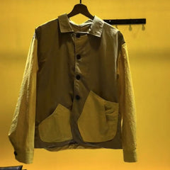 Hearujoy Large Pocket Patchwork Shirt For Men Spring Autumn Long sleeve Loose Tops Coat American Vintage Casual Color Blocked Thin Jacket