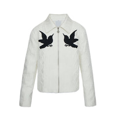Hearujoy American Trend Jacket For Men Bird Embroidery jacquard Y2K Tops Coat Fall Fashion Loose Lapel Jackets Outerwear Streetwear