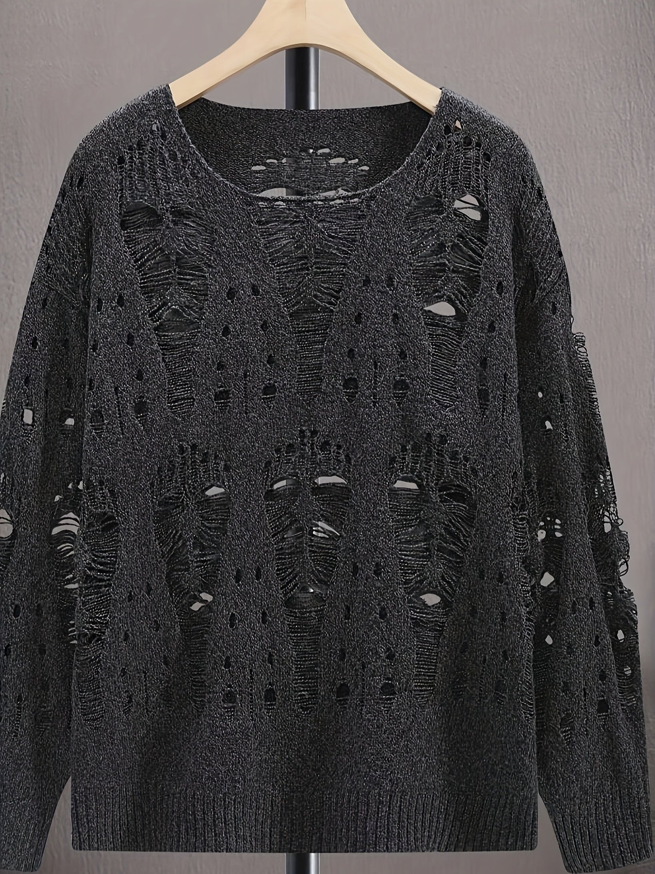 Hearujoy Semi-Transparent Mesh Autumn Sweater - Men's Casual Fashion Turtleneck - Solid Color Hollow Knitted