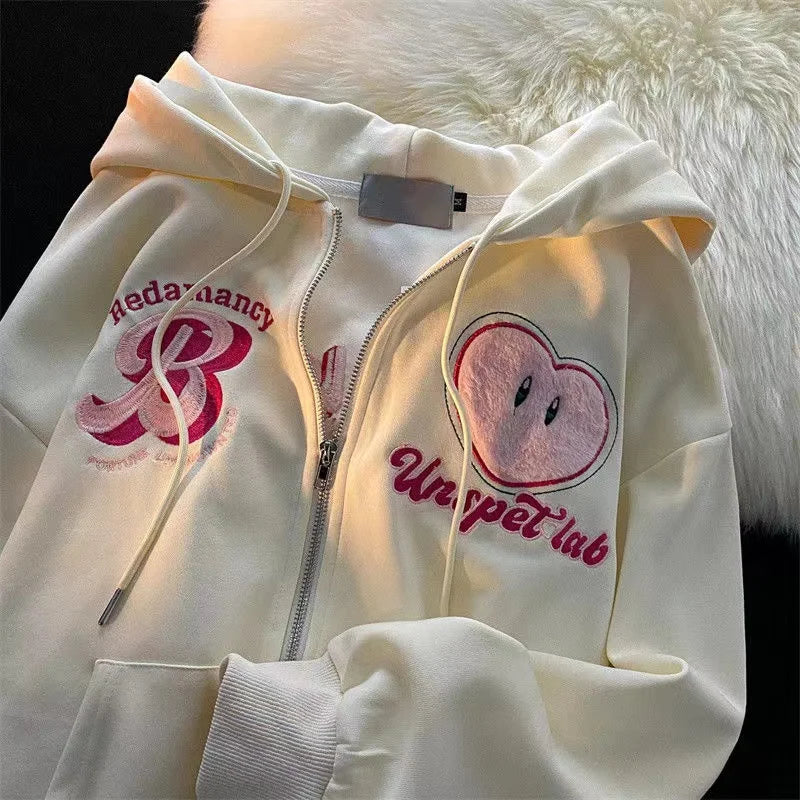 Hearujoy  90s Streetwear 2024 New Kawaii Zip Up Hoodie Women Y2K Oversized Harajuku Star Patchwork Sweatshirt Man Anime Hoodie Jacket Coat Streetwear