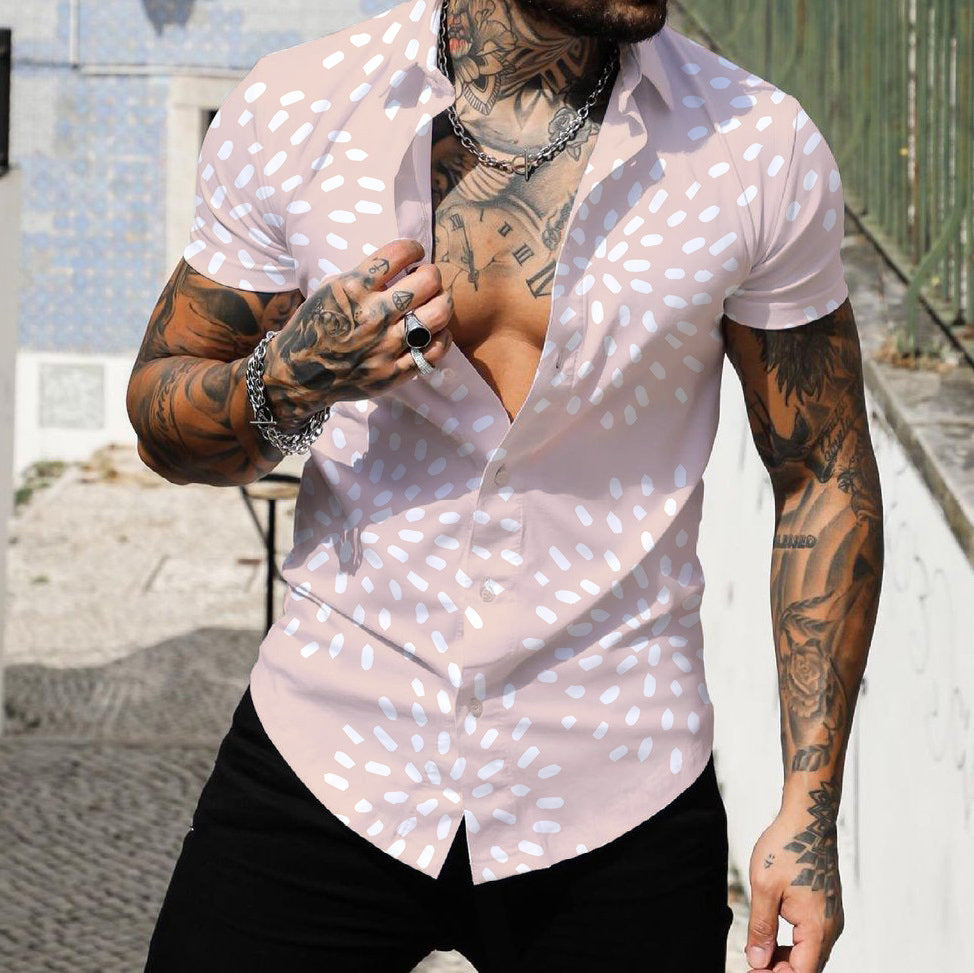 Hearujoy 3D Digital Geometric Tropical Print Shirt Men Short sleeve Lapel Casual Top Summer New Fashion Vintage Shirts Clothing Male