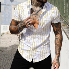 Hearujoy 3D Digital Geometric Tropical Print Shirt Men Short sleeve Lapel Casual Top Summer New Fashion Vintage Shirts Clothing Male