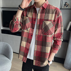 Hearujoy High Quality Vintage Mens Plaid Shirt Fall Long Sleeve Loose Casual Top Fashion Trend Streetwear Shirts Clothing For Men