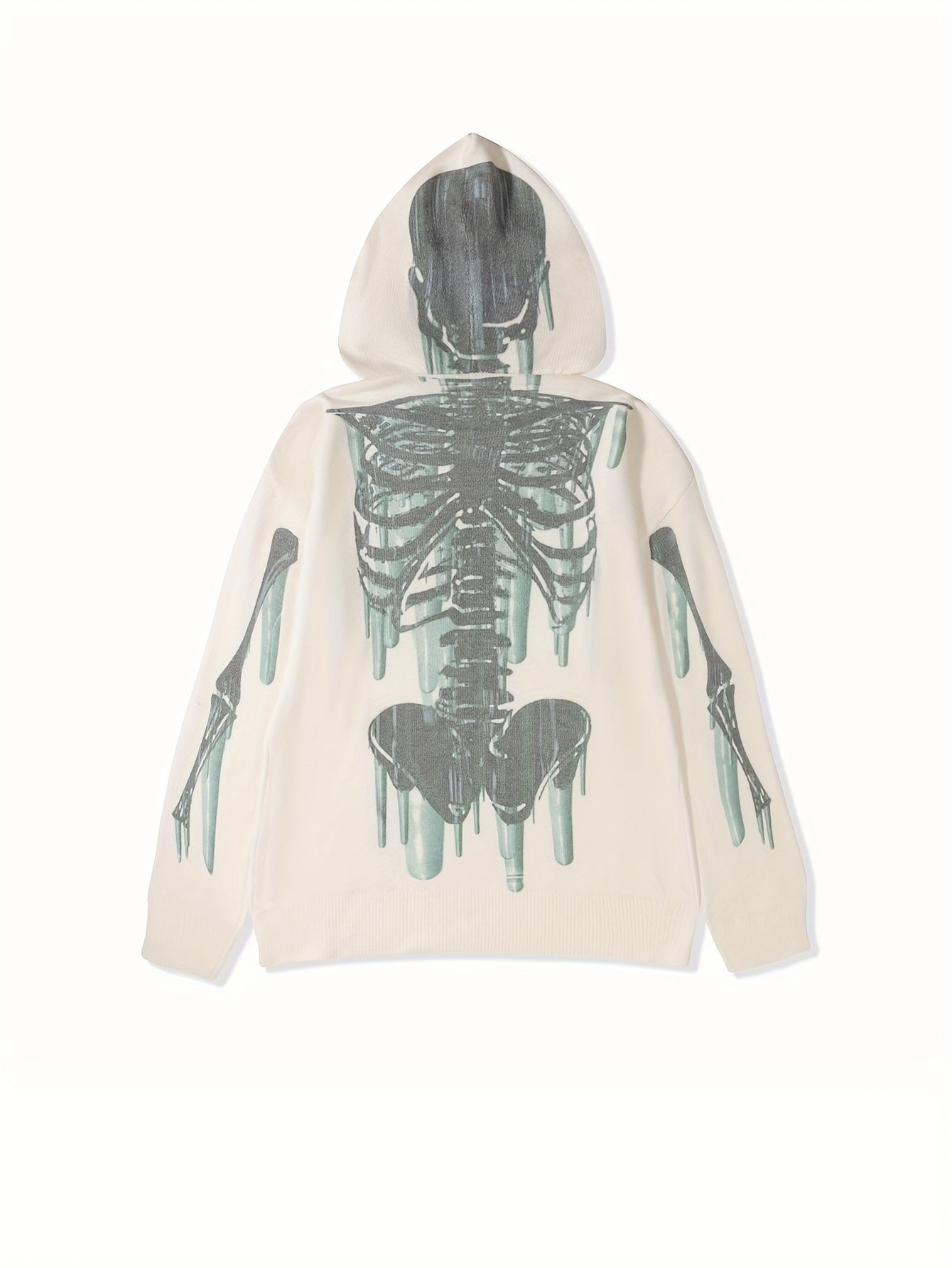 Hearujoy Unisex Halloween Skeleton Hoodie, Casual Knit Sweatshirt, Fall/Winter Fashion, Loose Fit, Medium Stretch, Viscose 50%, Polyester 25%, Polyamide 25%, Abstract Hooded Pullover