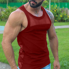 Hearujoy Mens Vest U-neck Chest Mesh Sleeveless T-Shirts Tops Summer Casual Sports Tank Tee Tshirt Clothing For Men Plus Size 5XL