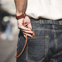 Hearujoy American Vintage Heavy weight Denim pants Men Spring Autumn Dark Straight Jeans Amekaji Trousers Back Paris Buckle Cargo Pants