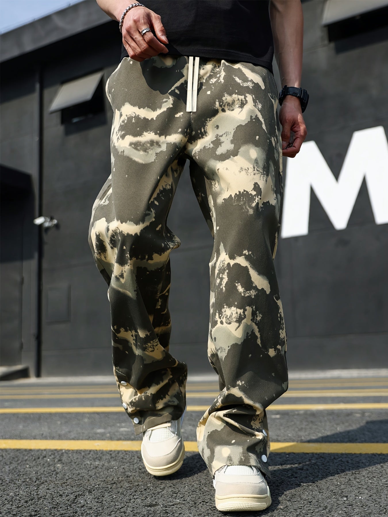 Hearujoy Men's Camouflage Sports Pants, Casual Street Style Athletic Wear, Hip Hop Pants With Pockets