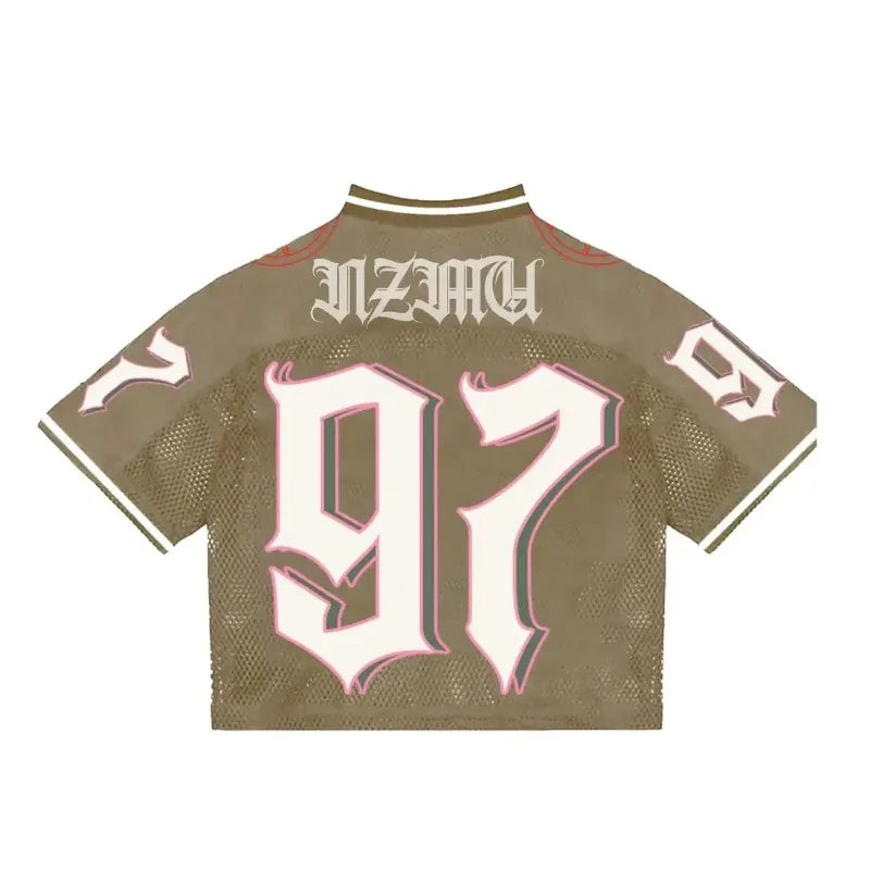 Hearujoy  American Gothic Rock Letters Oversized T-Shirt Men's Y2K Street Hip-Hop Harajuku Loose V-Neck Baseball Uniform Women's Top