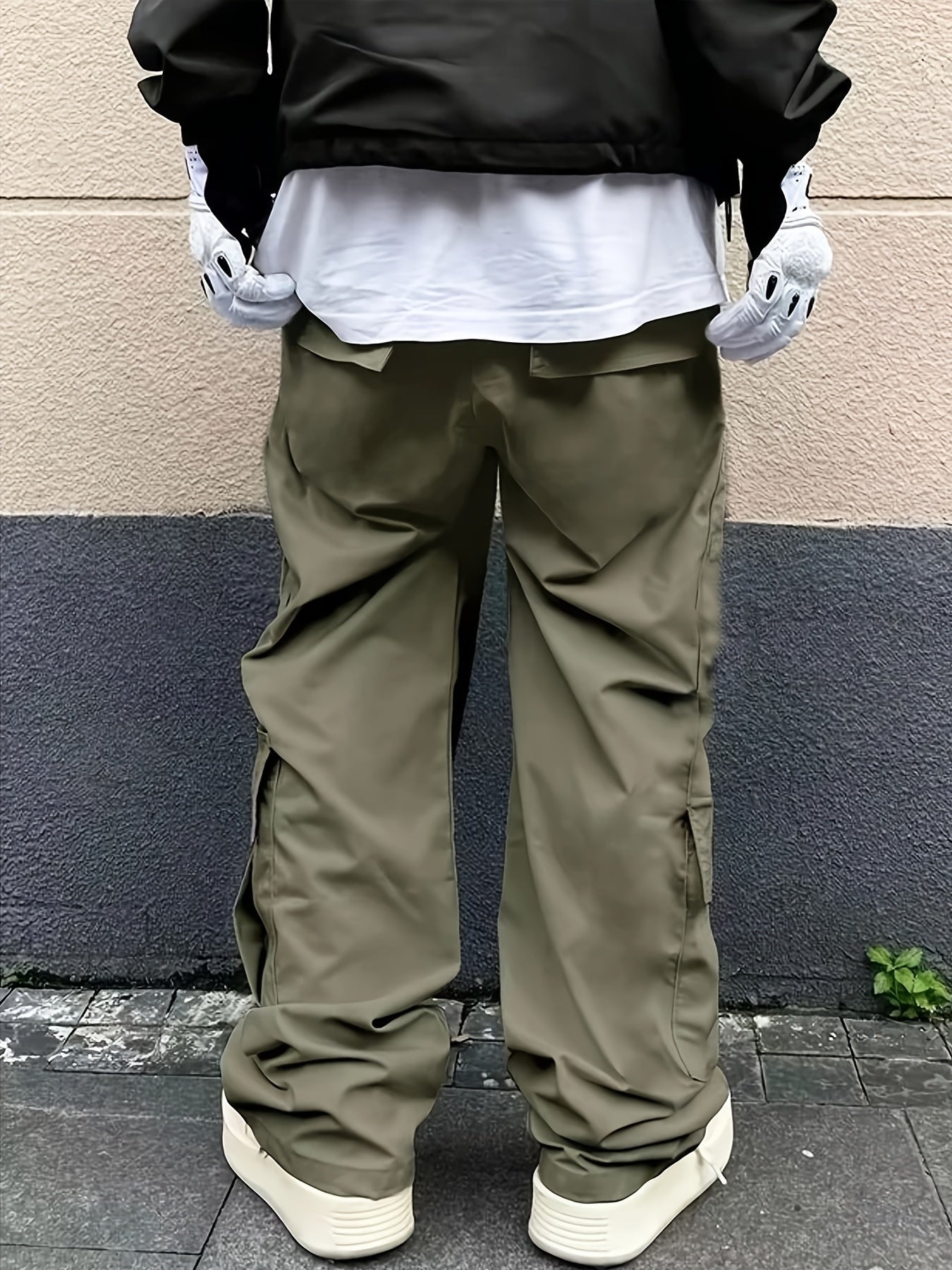 Hearujoy Men's Stylish Solid Color Cargo Pants with Multi-Pocket Design - Durable Nylon, Perfect for Casual Outings & Workwear