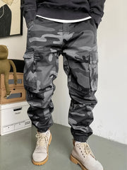 Hearujoy [All-Season Camo Cargo Pants] Men's Camo Cargo Pants - Comfort Fit with Multi-Pocket Design, Street Style Drawstring Waist, All-Season Wear