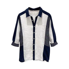 Hearujoy Fashion Patchwork Cotton Linen Shirts For Men Half sleeve Turn-down Collar Loose Tops Summer Vintage Casual Shirt Streetwear