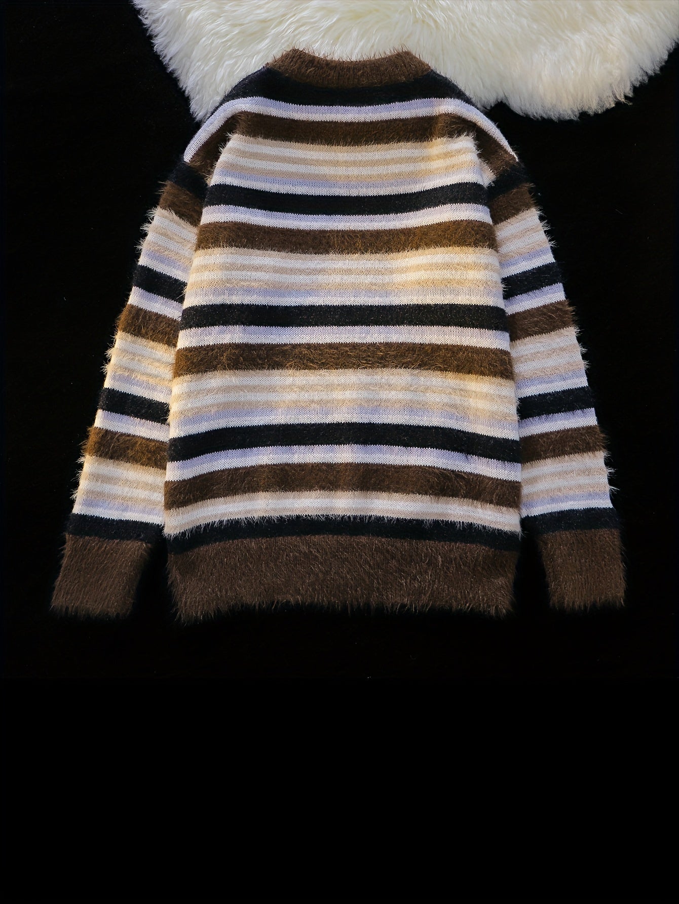 Hearujoy Cozy Striped Knit Sweater for Men - Casual Loose Fit, Color Block Design, Perfect for Fall/Winter