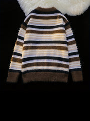 Hearujoy Cozy Striped Knit Sweater for Men - Casual Loose Fit, Color Block Design, Perfect for Fall/Winter