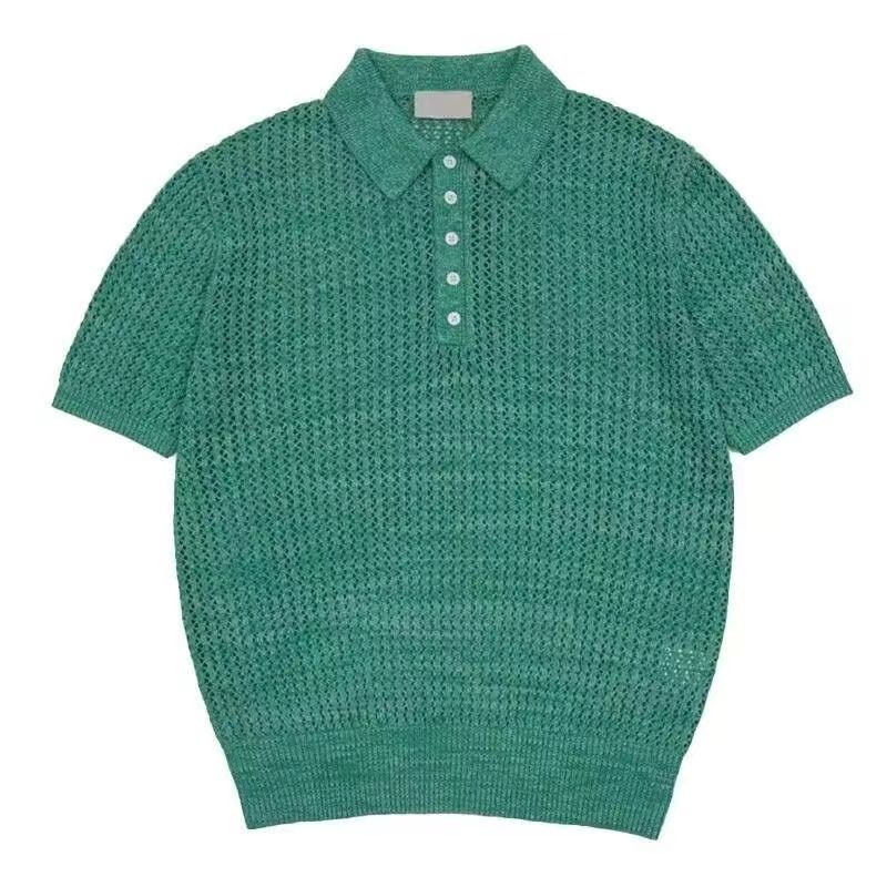 Hearujoy Summer Short Sleeved Knitted Polo Shirt Men Senior Korean Slim Fit Top Fashion Casual  hollow out Kint Tshirts High Quality
