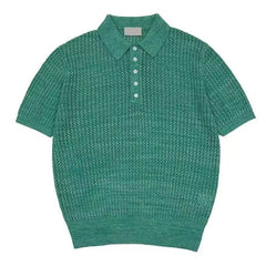 Hearujoy Summer Short Sleeved Knitted Polo Shirt Men Senior Korean Slim Fit Top Fashion Casual  hollow out Kint Tshirts High Quality