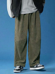 Hearujoy Green Retro Casual Corduroy Baggy Pants