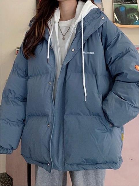 Hearujoy Vintage Oversize Mock Two Piece Puffer Jacket with Hoodie