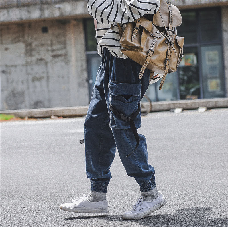 Hearujoy Elastic Waist Tactical Cargo Pocket Thick Track Sweat Pants